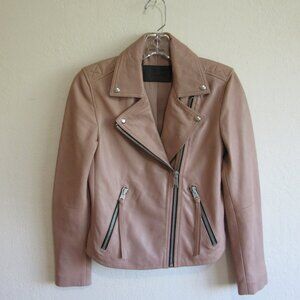 ALL SAINTS Mauve Bomber Biker Lambs Leather S Jacket